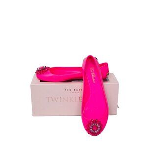 Ted Baker Hot Pink Bejeweled Flats "Twinkle Toes"